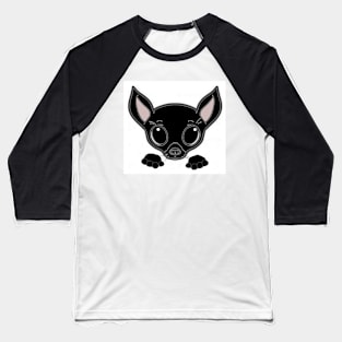 chihuahua peeking cartoon black Baseball T-Shirt